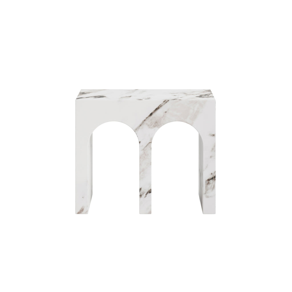 Archie Calacatta White Marble Side Table | Large
